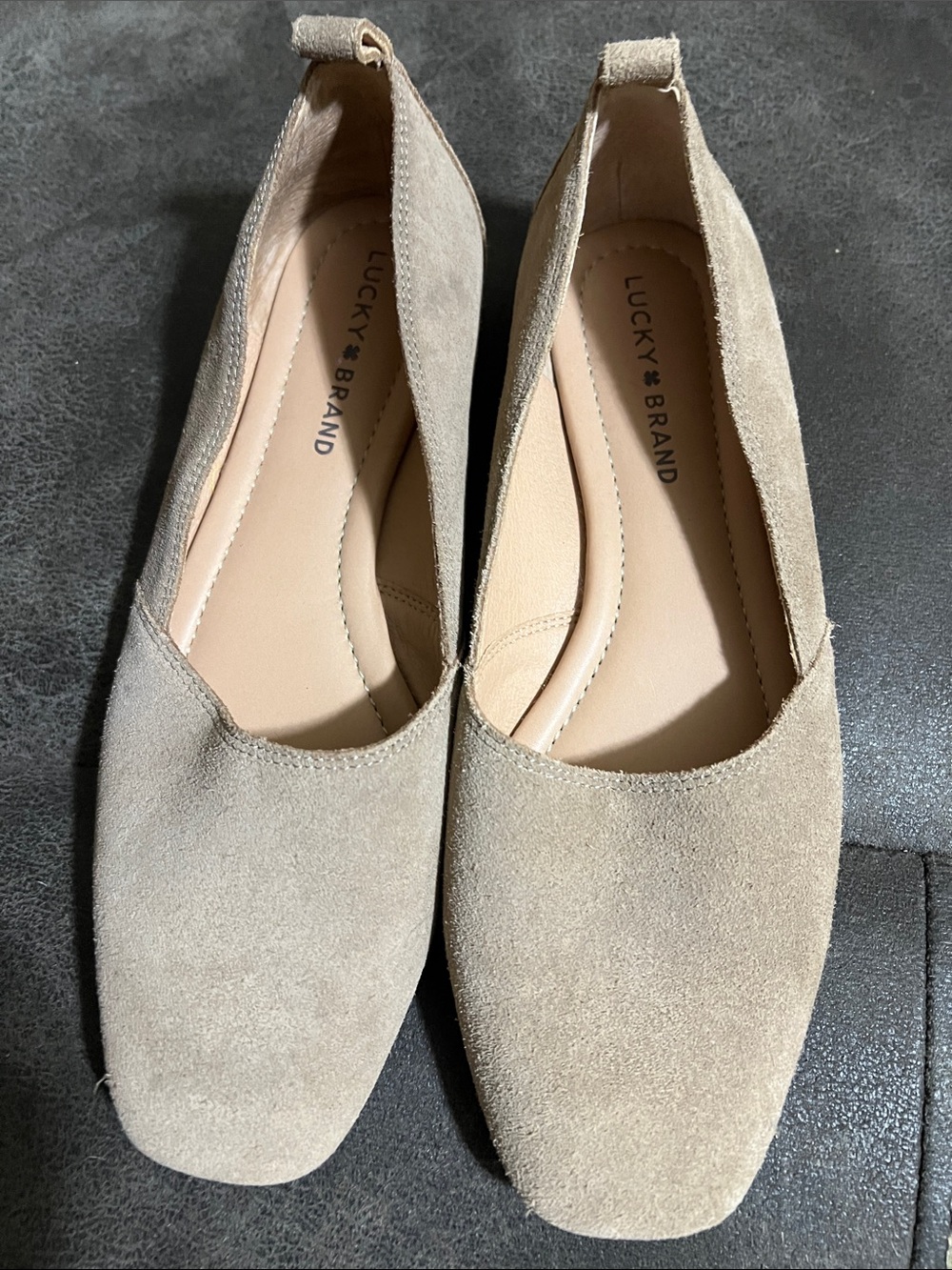 Lucky Brand Women's Taupe Suede Flats